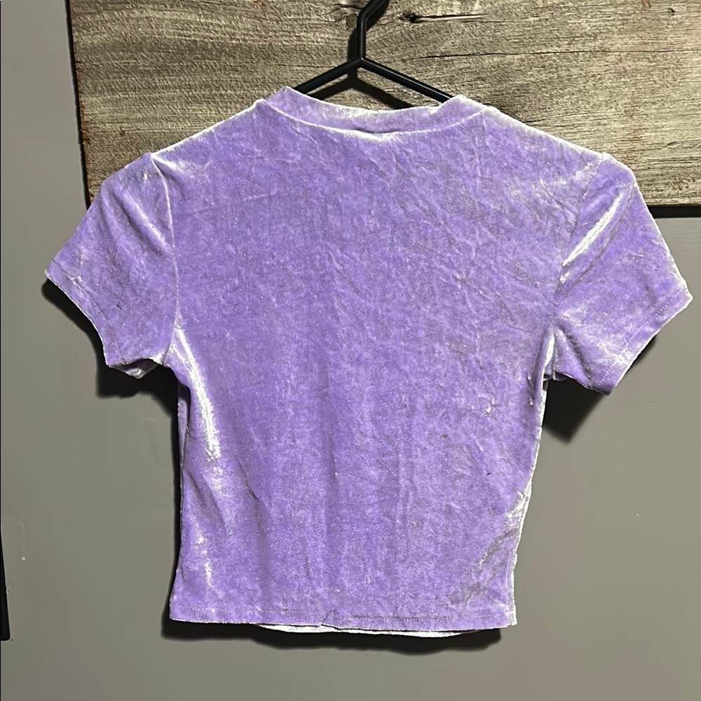Y2K 90’s Le Chateau Purple Velvet Velour Women's Top - Picture 5 of 9